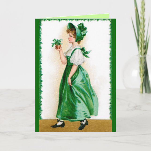 St. Patricks Vintage greeting card - Sweet girl (Front)