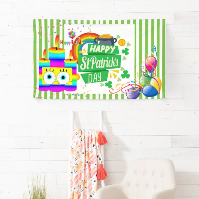 St. Patrick's Vinyl Banner, Happy Birthday Banner (Insitu)