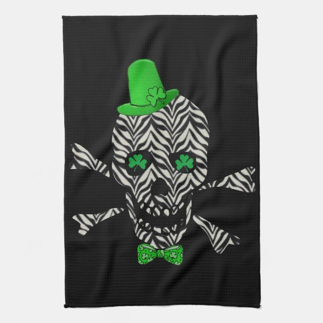 St. Patrick's Zebra Skull Tea Towel (Vertical)