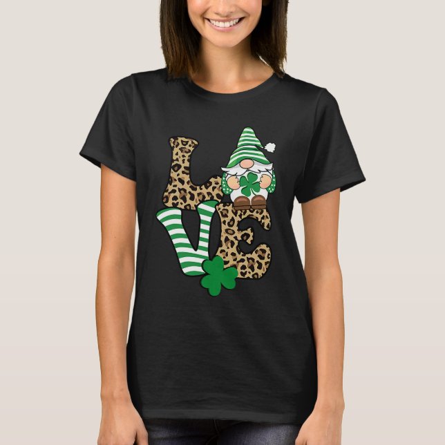 St Patricku2019s Day Lucky Love Gnome St Patrick's T-Shirt (Front)