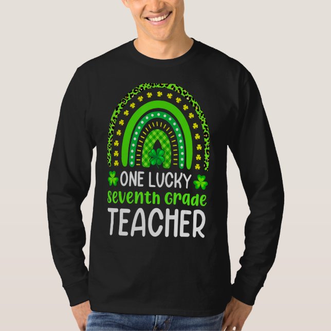 St Patricku2019s Day One 7th Grade Teacher Leopard T-Shirt (Front)