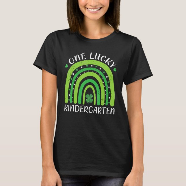 St Patricku2019s Day One Lucky Kindergarten Teache T-Shirt (Front)
