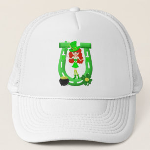 St Pat's Day Redhead Girl Leprechaun Trucker Hat