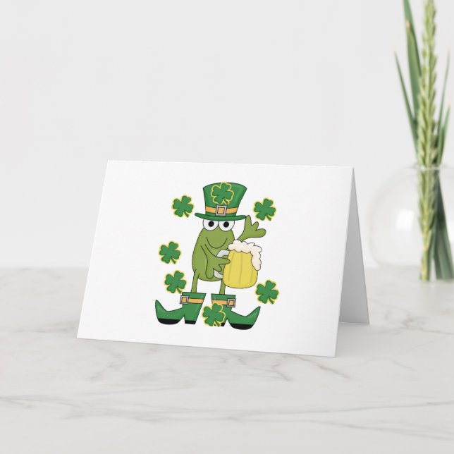 St. Pats Frog with Beer T-shirts and Gifts Holiday Card (Front)