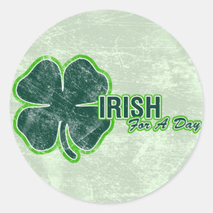 St. Pats ‘Irish For A Day’ Shamrock Grunge Sticker