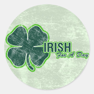 St. Pats ‘Irish For A Day’ Shamrock Grunge Sticker
