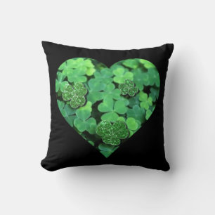 St. Patties day, green shamrock, Irish hearts Cushion