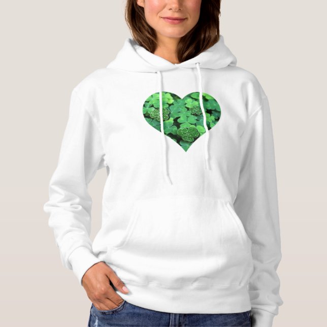 St. Patties day green shamrock Irish hearts Hoodie (Front)