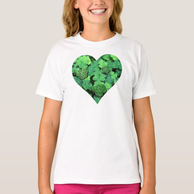 St. Patties day, green shamrock, Irish hearts T-Shirt (Front)