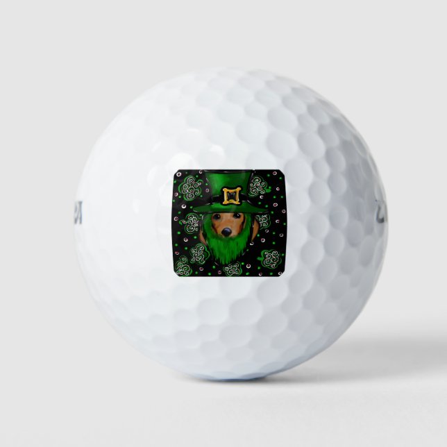 St. Patty Doxie Art Design Golf Balls (Front)