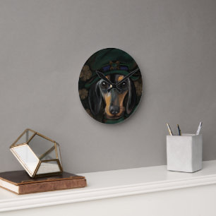 St. Patty Doxie Greeting Round Clock