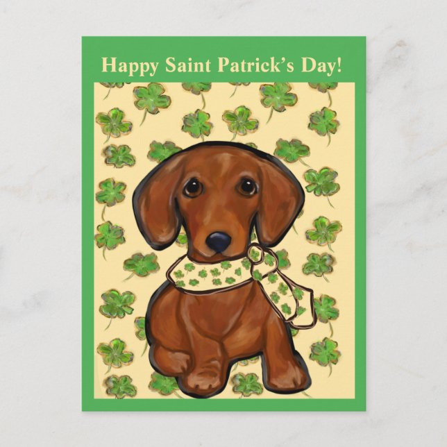 St.Patty Doxie   Postcard (Front)