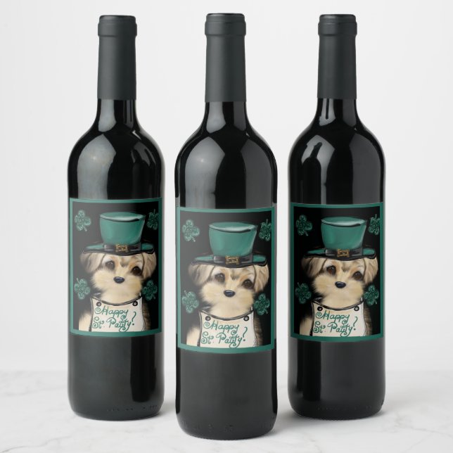 St. Patty Yorkie Poo    Wine Label (Bottles)