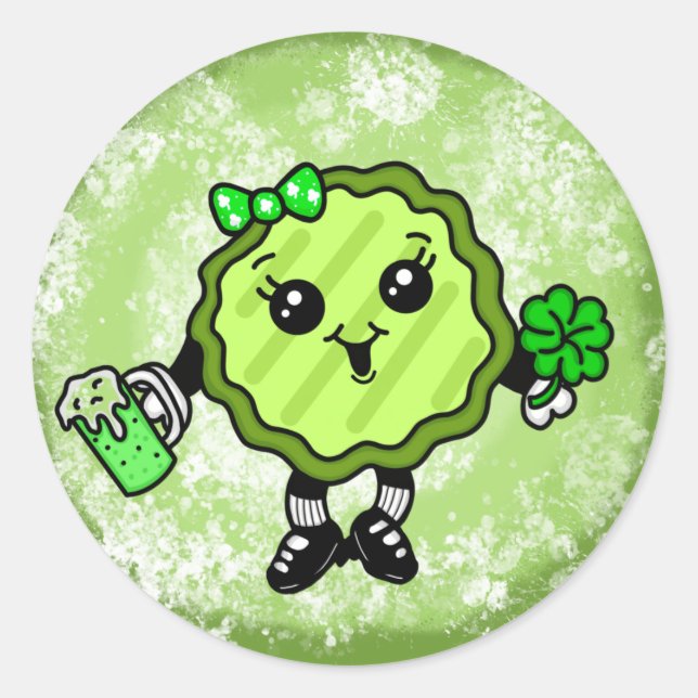 St Patty's Day Pickle | Holiday Pickle  Classic Round Sticker (Front)