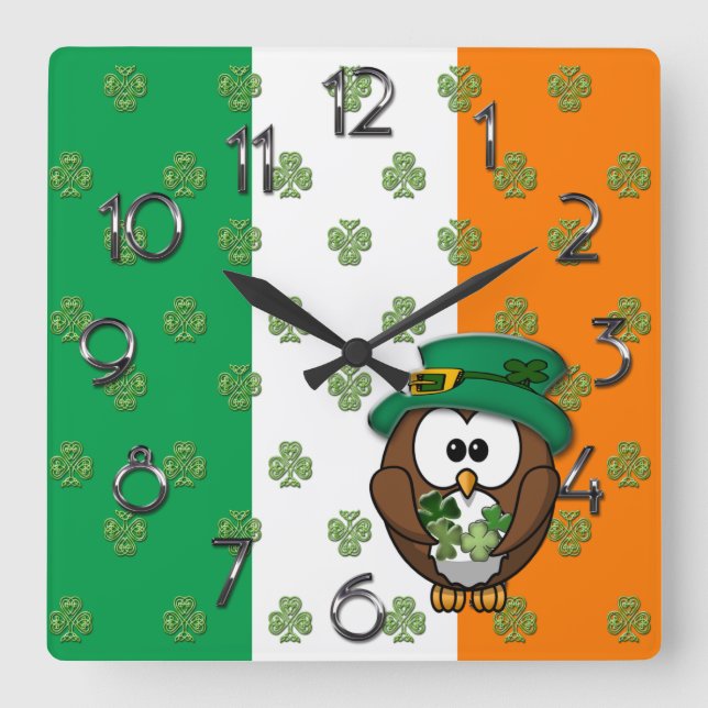 St. Patty's Day Square Wall Clock (Front)