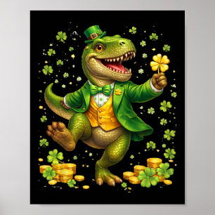 St Pattys Dinosaur Wearing Tuxedo Irish Saint Patr Poster