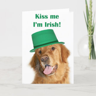 St Patty's golden retriever Card