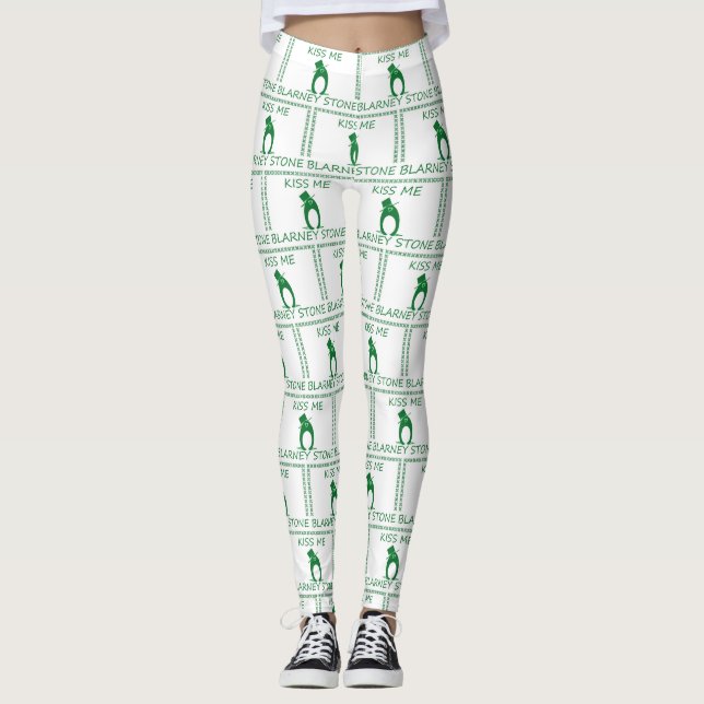 St. Patty's Leprechaun Kiss Me Blarney Stone Leggings (Front)