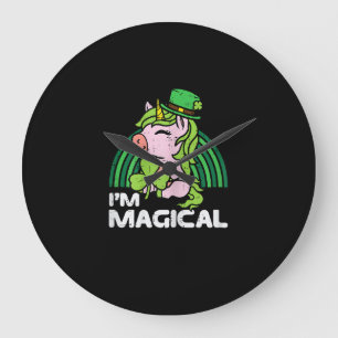 St Pattys Toddler Kids Men Gaming Gamer St Patrick Large Clock