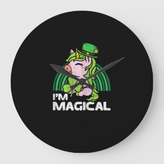 St Pattys Toddler Kids Men Gaming Gamer St Patrick Large Clock