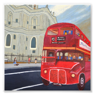 St.Paul Cathedral and London Bus Photo Enlargement Print