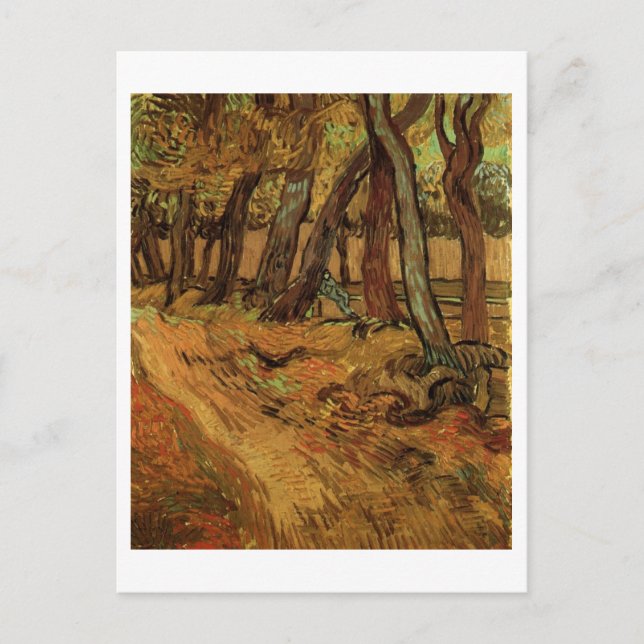 St Paul Hospital Garden & Figure Van Gogh Fine Art Postcard (Front)