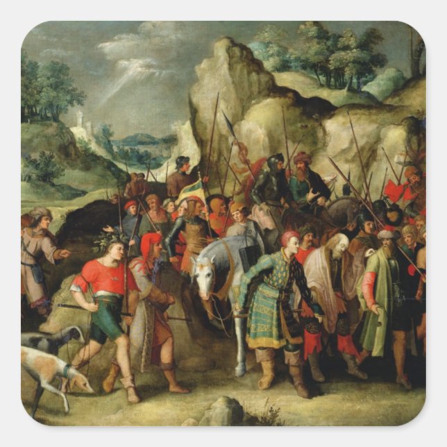 St. Paul Led to Damascus After his Conversion Square Sticker (Front)