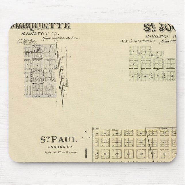 St. Paul, Marquette, and St. Joe, Nebraska Mouse Mat (Front)