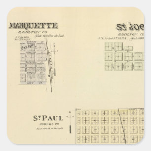 St. Paul, Marquette, and St. Joe, Nebraska Square Sticker
