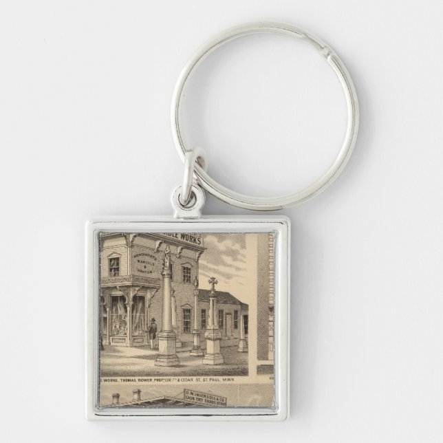 St. Paul, Minneapolis, Minnesota Lithograph Map Key Ring (Front)