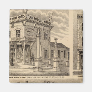 St. Paul, Minneapolis, Minnesota Lithograph Map Magnet