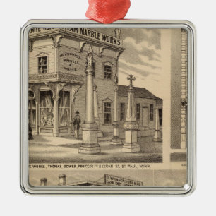 St. Paul, Minneapolis, Minnesota Lithograph Map Metal Tree Decoration