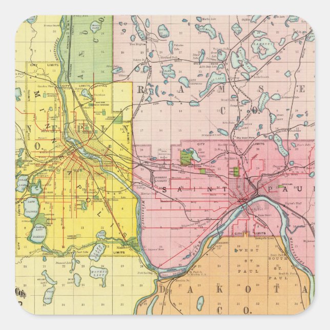 St. Paul, Minneapolis, Minnesota Square Sticker (Front)