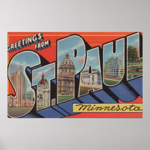 St. Paul, Minnesota - Large Letter Scenes Poster