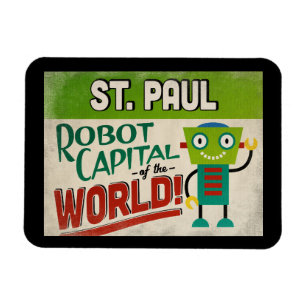 St. Paul Minnesota Robot - Funny Vintage Magnet