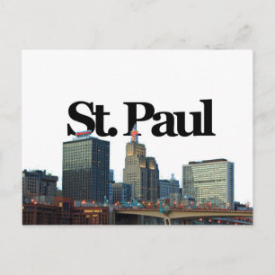 St. Paul, Minnisota Skyline w/ St. Paul in the Sky Postcard