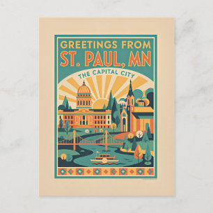 ST PAUL MN Capital City Retro Travel  Postcard