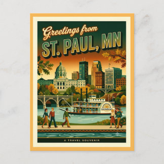St Paul MN Greetings Retro 1970s Cool  Postcard