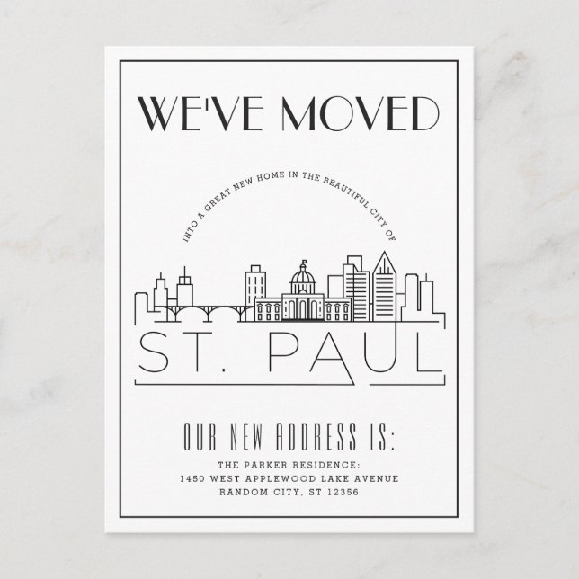 St. Paul Modern Deco | Change of Address Announcement Postcard (Front)