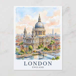 St Paul’s Cathedral London Watercolor Travel Art Postcard