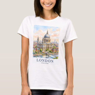 St Paul’s Cathedral London Watercolor Travel Art T-Shirt