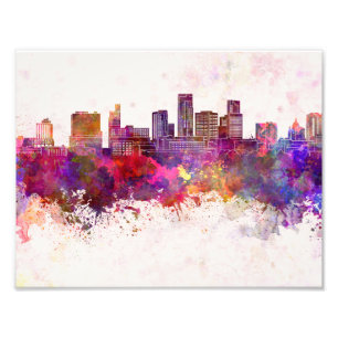St. Paul skyline in watercolor background Photo Print