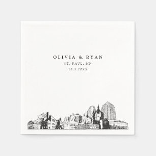 St. Paul Skyline Wedding Paper Cocktail Napkin