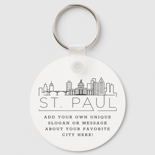 St. Paul Stylised Skyline | Custom Slogan Key Ring (Front)