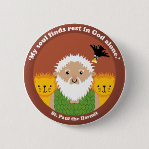 St. Paul the Hermit 6 Cm Round Badge