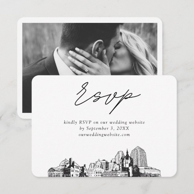 St. Paul Wedding Minimalist Sketch RSVP Enclosure Card (Front/Back)