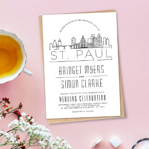 St. Paul Wedding   Stylised Skyline Invitation