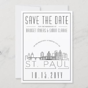 St. Paul Wedding   Stylised Skyline Save the Date Invitation