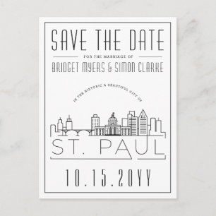 St. Paul Wedding   Stylised Skyline Save the Date Postcard