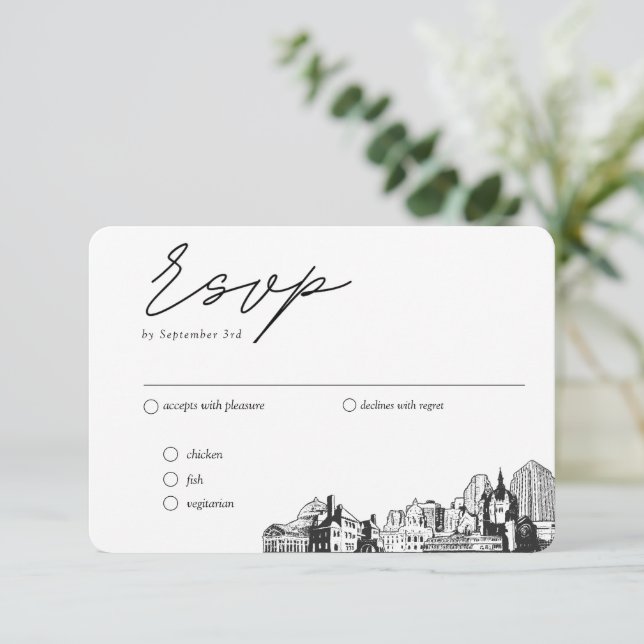 St. Paul Wedding Traditional RSVP Meal Option Enclosure Card (Standing Front)